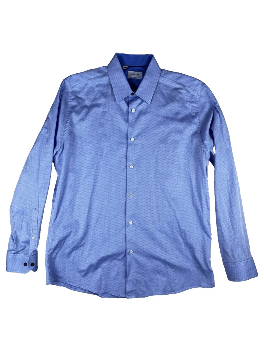Duchamp London Mens Slim Fit Blue 17 43 XL Formal Button Up Shirt Wedding Dinner